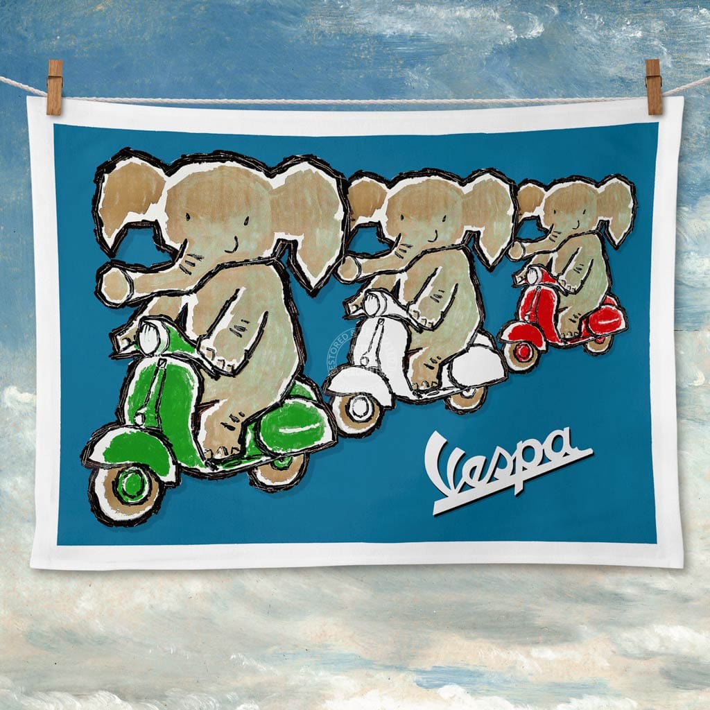 Linen Tea Towel | Vespa Triplets Linen Tea Towel