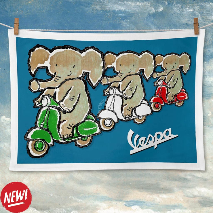 Linen Tea Towel | Vespa Triplets Linen Tea Towel