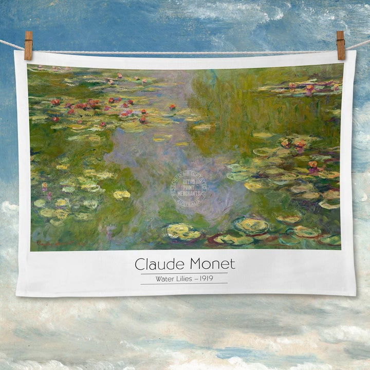 Linen Tea Towel | Water Lilies Linen Tea Towel