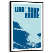 Live The Surf Coast | Australia A3 297 X 420Mm 11.7 16.5 Inches / Canvas Floating Frame - Black