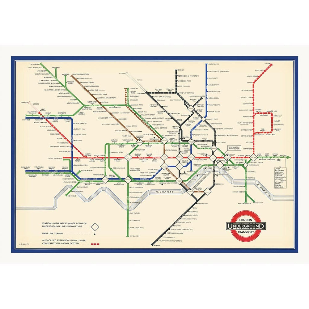 LONDON UNDERGROUND MAP 1937 | UNITED KINGDOM A2 | 420 x 594mm | 16.5 x 23.4 inches / Unframed Print Print Art