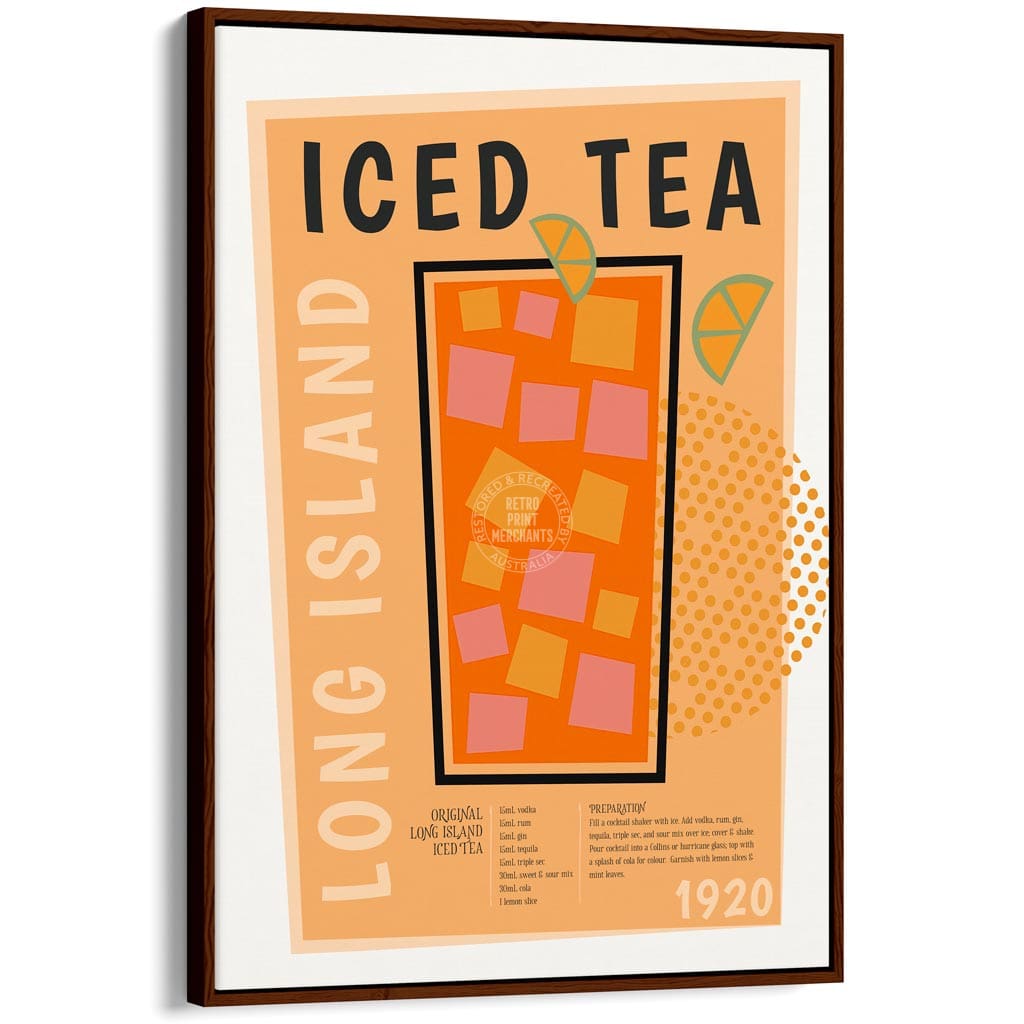 Long Island Iced Tea Cocktail | Worldwide A4 210 X 297Mm 8.3 11.7 Inches / Canvas Floating Frame: