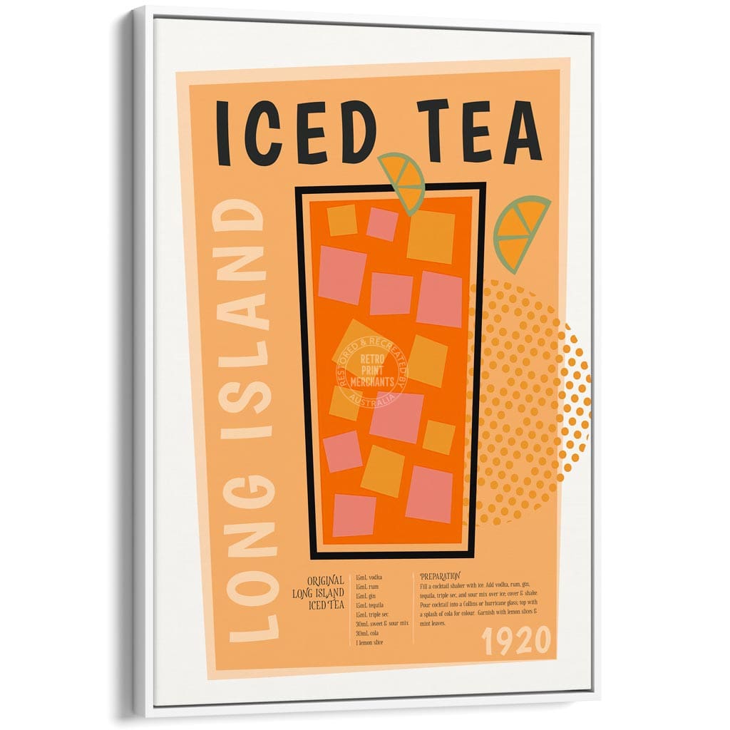 Long Island Iced Tea Cocktail | Worldwide A4 210 X 297Mm 8.3 11.7 Inches / Canvas Floating Frame: