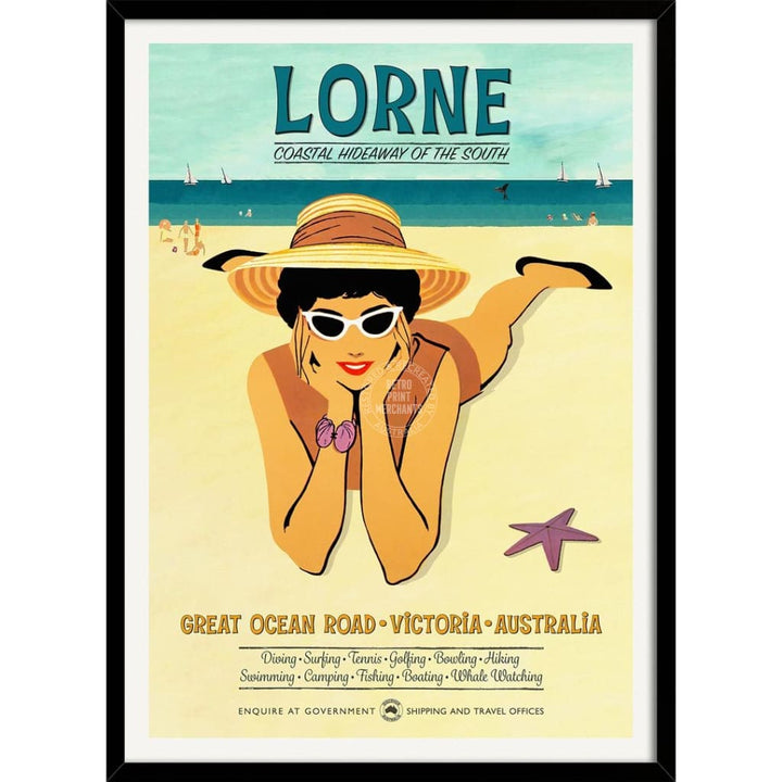 Lorne Hideaway | Australia 422Mm X 295Mm 16.6 11.6 A3 / Black Print Art