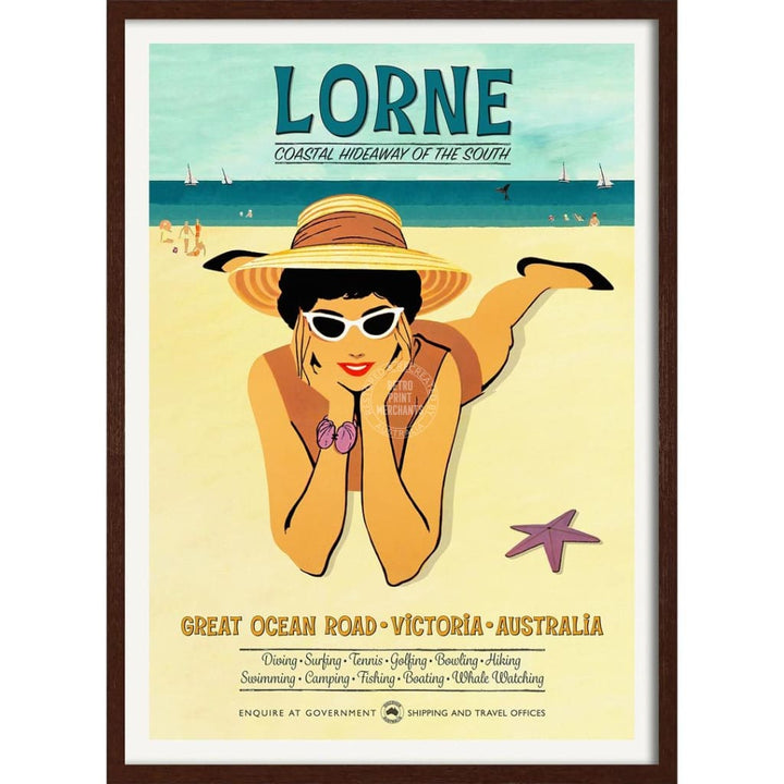 Lorne Hideaway | Australia 422Mm X 295Mm 16.6 11.6 A3 / Dark Oak Print Art