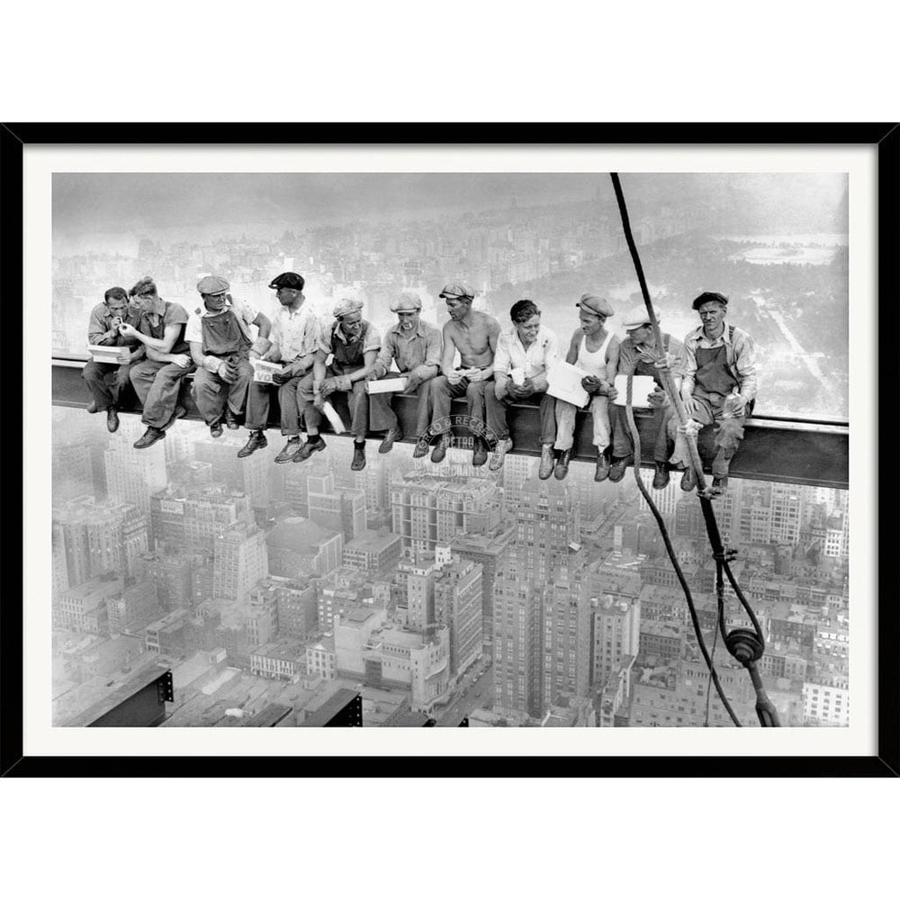 Lunch Atop A Skyscraper | Usa A3 297 X 420Mm 11.7 16.5 Inches / Framed Print - Black Timber Art