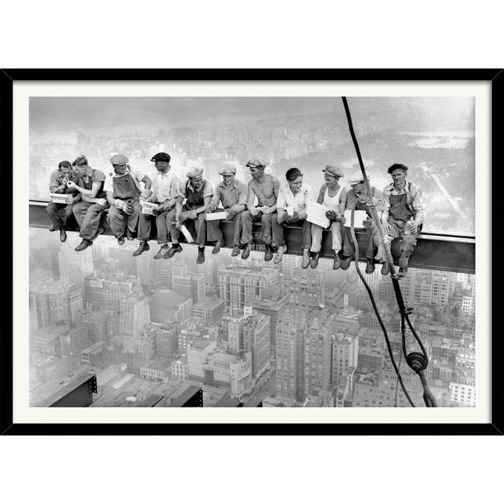 Lunch Atop A Skyscraper | Usa A3 297 X 420Mm 11.7 16.5 Inches / Framed Print - Black Timber Art