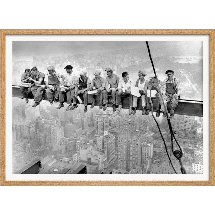 Lunch Atop A Skyscraper | Usa A3 297 X 420Mm 11.7 16.5 Inches / Framed Print - Natural Oak Timber