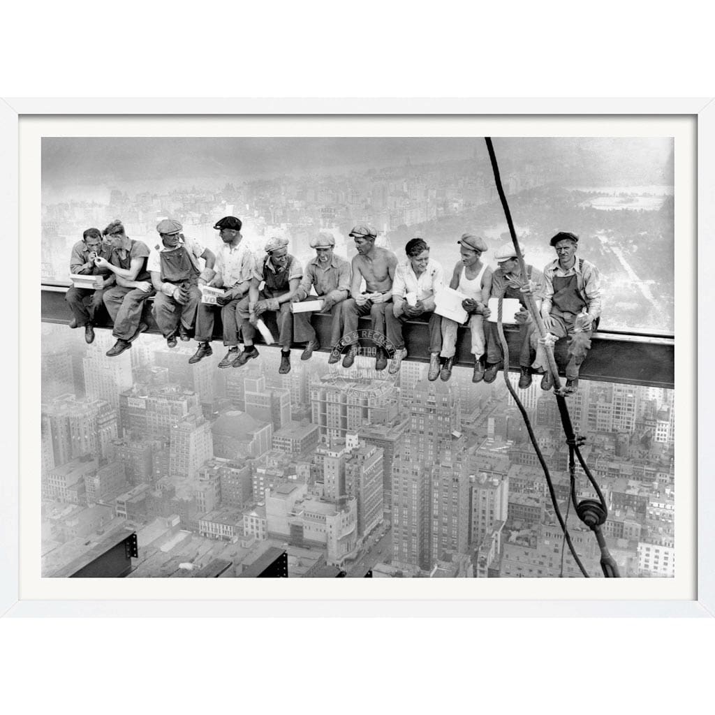 Lunch Atop A Skyscraper | Usa A3 297 X 420Mm 11.7 16.5 Inches / Framed Print - White Timber Art