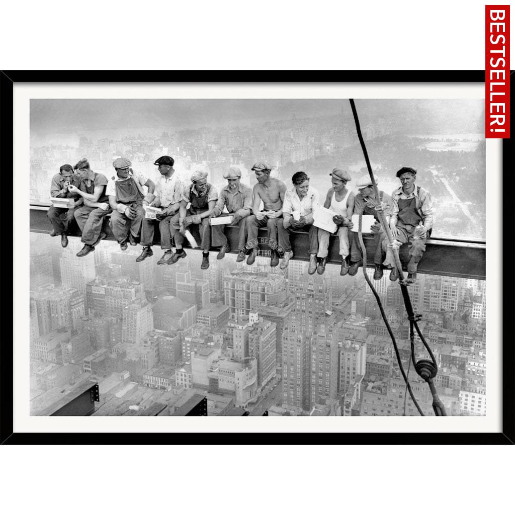 Lunch Atop A Skyscraper | Usa A3 297 X 420Mm 11.7 16.5 Inches / Framed Print - Black Timber Art