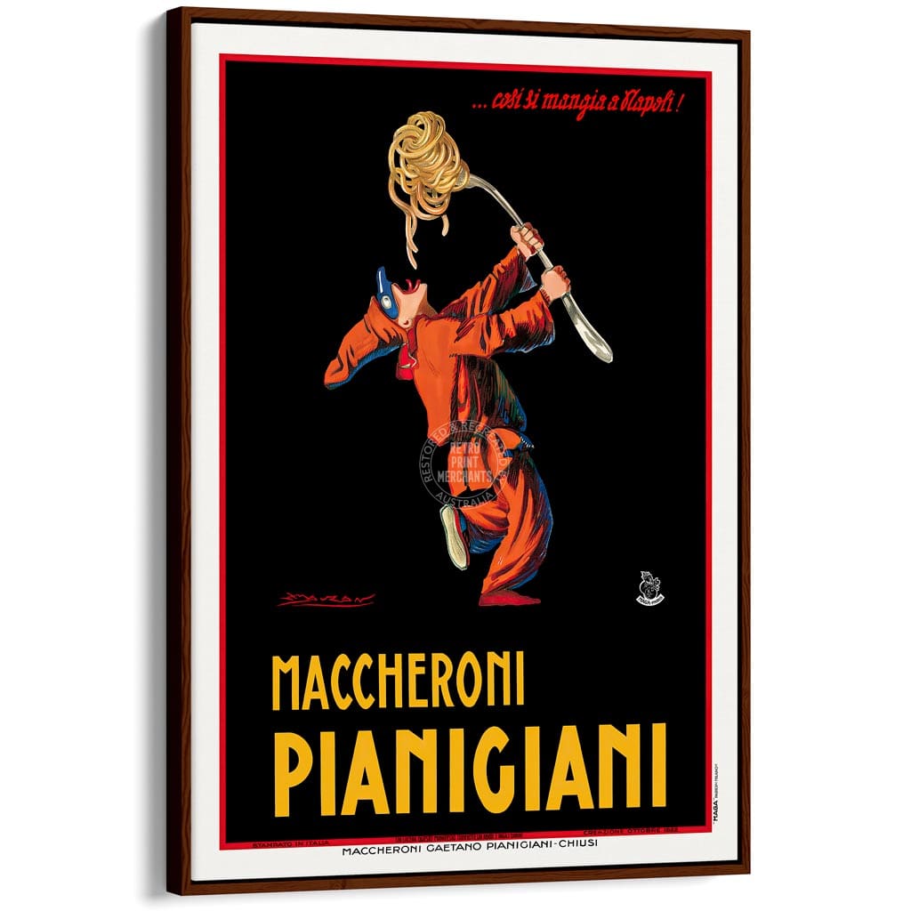 Maccheroni Pianigiani | Italy A4 210 X 297Mm 8.3 11.7 Inches / Canvas Floating Frame: Chocolate Oak
