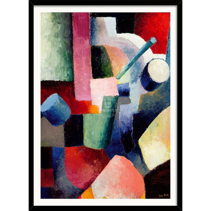Macke Colored Composition Of Forms | Germany A3 297 X 420Mm 11.7 16.5 Inches / Framed Print - Black