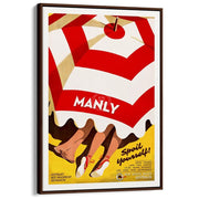 Manly | Australia A3 297 X 420Mm 11.7 16.5 Inches / Canvas Floating Frame - Dark Oak Timber Print