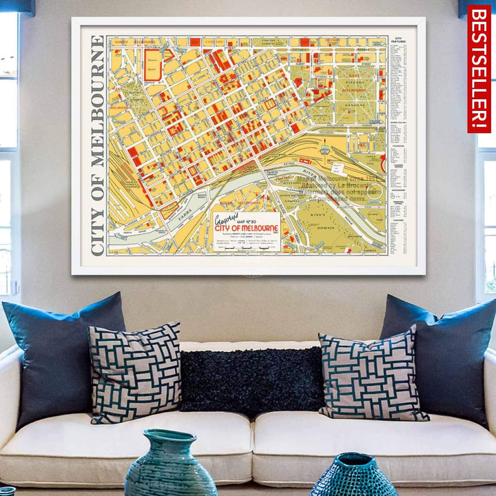 Map Of Melbourne 1951 | Australia Print Art