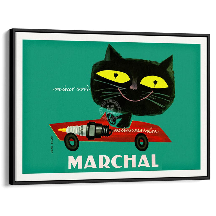 MARCHAL CAT | FRANCE A3 | 297 x 420mm | 11.7 x 16.5 inches / Canvas Floating Frame: Black Timber Print Art