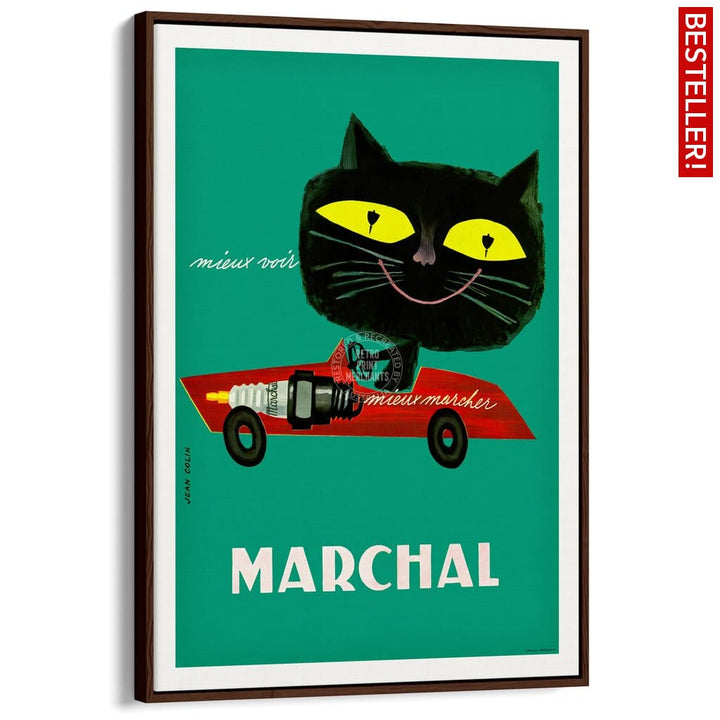 Marchal Cat | France A3 297 X 420Mm 11.7 16.5 Inches / Canvas Floating Frame - Dark Oak Timber Print