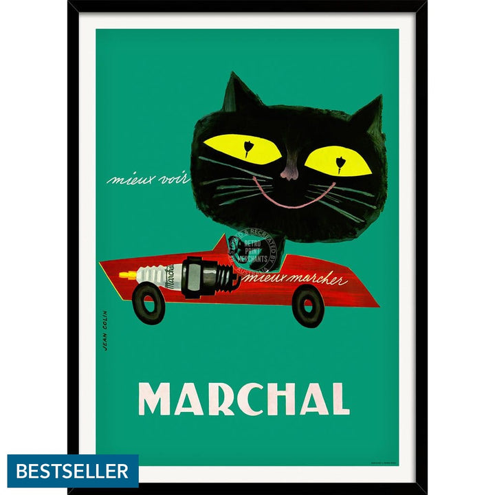 Marchal Cat | France A3 297 X 420Mm 11.7 16.5 Inches / Framed Print - Black Timber Art