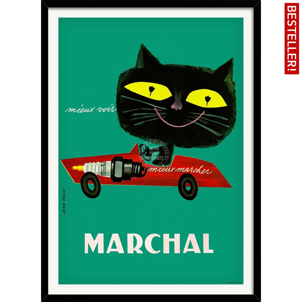 Marchal Cat | France A3 297 X 420Mm 11.7 16.5 Inches / Framed Print - Black Timber Art