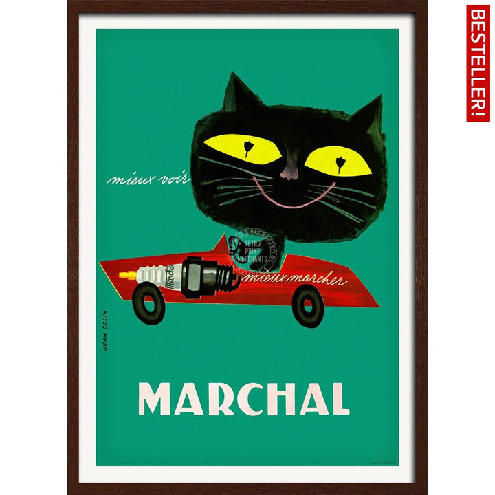 Marchal Cat | France A3 297 X 420Mm 11.7 16.5 Inches / Framed Print - Dark Oak Timber Art