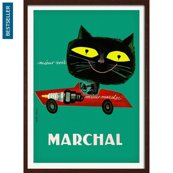 Marchal Cat | France A3 297 X 420Mm 11.7 16.5 Inches / Framed Print - Dark Oak Timber Art