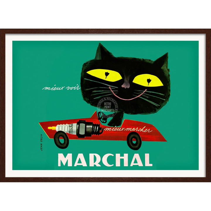 MARCHAL CAT | FRANCE A3 | 297 x 420mm | 11.7 x 16.5 inches / Framed Print: Chocolate Oak Timber Print Art