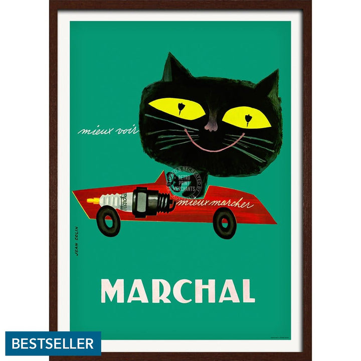 Marchal Cat | France A3 297 X 420Mm 11.7 16.5 Inches / Framed Print - Dark Oak Timber Art