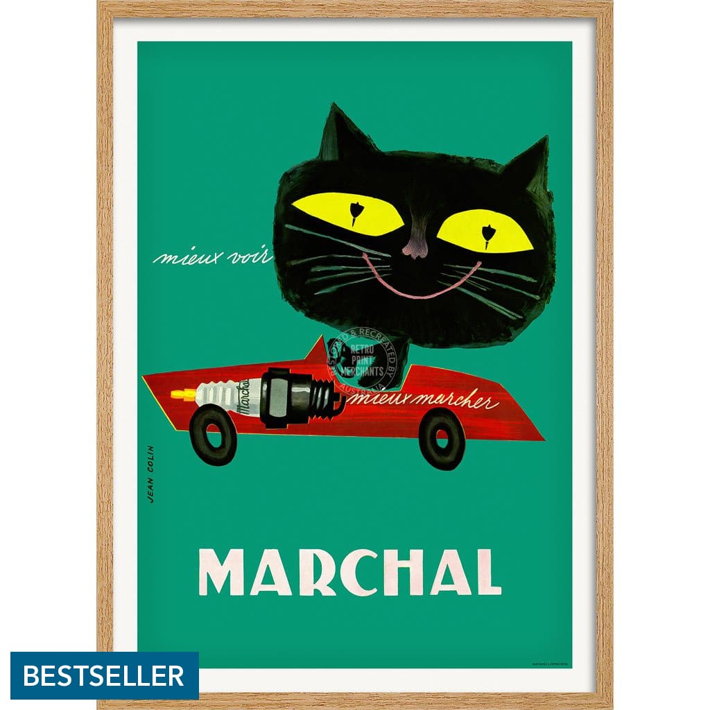 Marchal Cat | France A3 297 X 420Mm 11.7 16.5 Inches / Framed Print - Natural Oak Timber Art