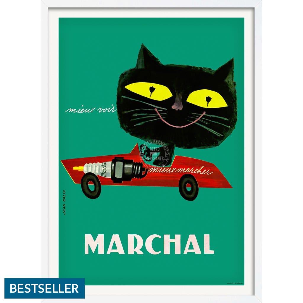Marchal Cat | France A3 297 X 420Mm 11.7 16.5 Inches / Framed Print - White Timber Art