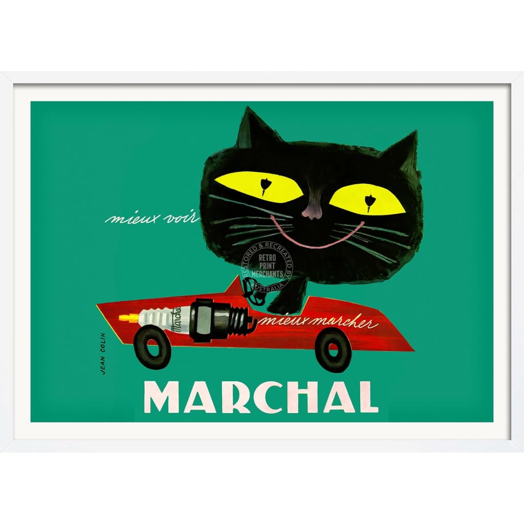 MARCHAL CAT | FRANCE A3 | 297 x 420mm | 11.7 x 16.5 inches / Framed Print: White Timber Print Art