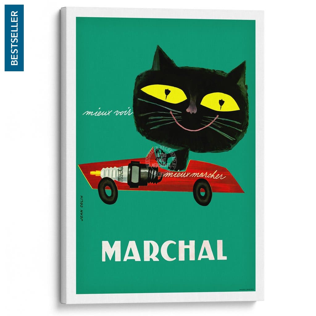 Marchal Cat | France A3 297 X 420Mm 11.7 16.5 Inches / Stretched Canvas Print Art