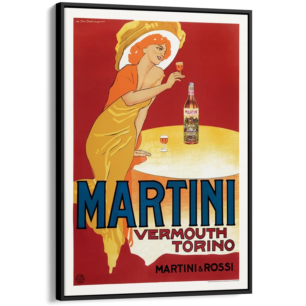 Martini Vermouth Torino | Italy A3 297 X 420Mm 11.7 16.5 Inches / Canvas Floating Frame: Black