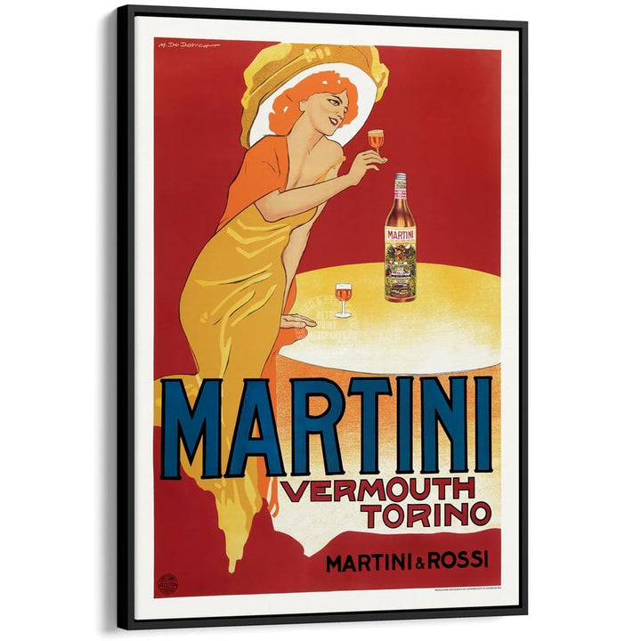 Martini Vermouth Torino | Italy A3 297 X 420Mm 11.7 16.5 Inches / Canvas Floating Frame: Black