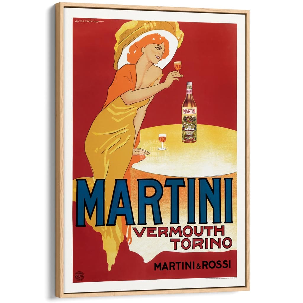 Martini Vermouth Torino | Italy A3 297 X 420Mm 11.7 16.5 Inches / Canvas Floating Frame: Natural