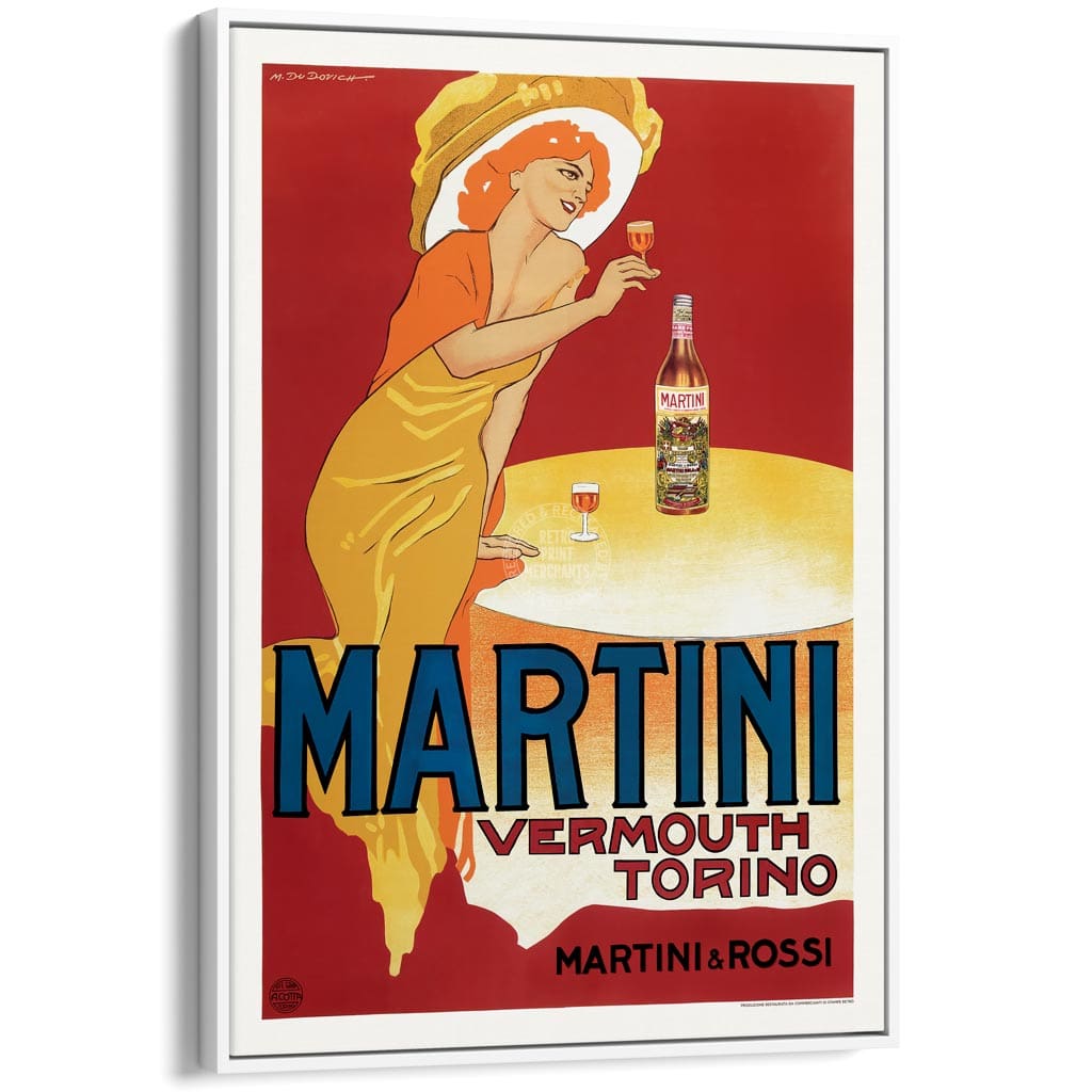 Martini Vermouth Torino | Italy A3 297 X 420Mm 11.7 16.5 Inches / Canvas Floating Frame: White