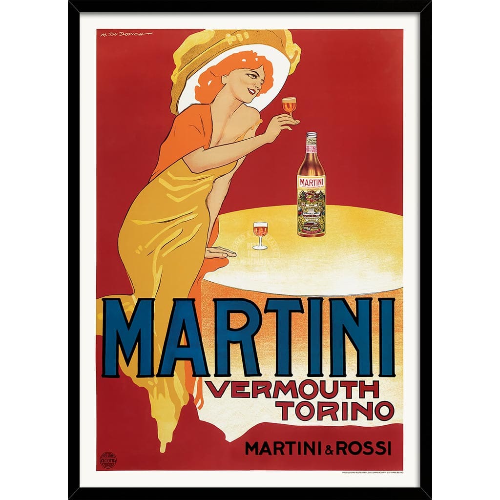 Martini Vermouth Torino | Italy A3 297 X 420Mm 11.7 16.5 Inches / Framed Print: Black Timber Print