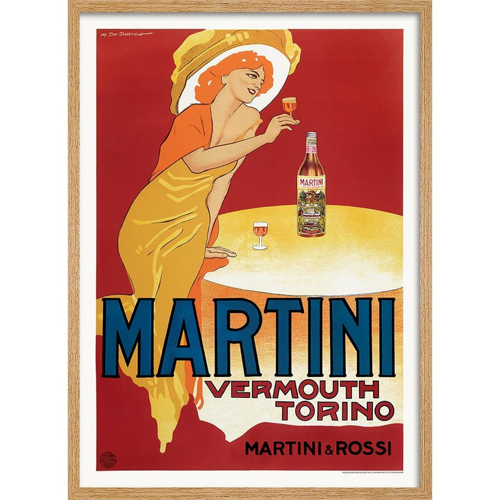 Martini Vermouth Torino | Italy A3 297 X 420Mm 11.7 16.5 Inches / Framed Print: Natural Oak Timber