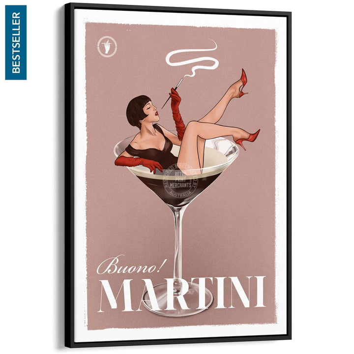 MARTINI | WORLDWIDE A3 | 297 x 420mm | 11.7 x 16.5 inches / Canvas Floating Frame: Black Timber Print Art