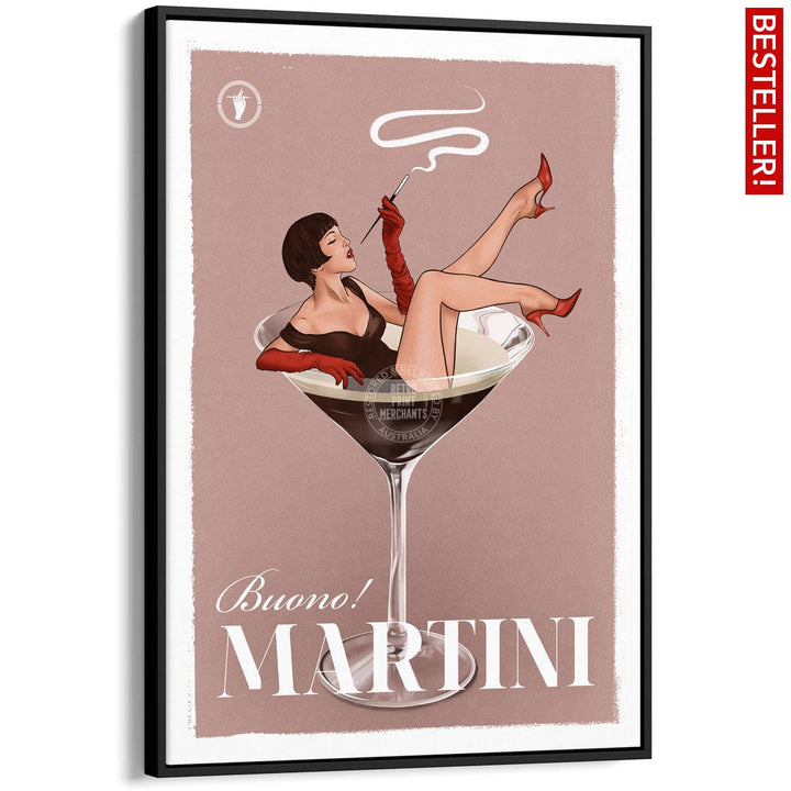 MARTINI | WORLDWIDE A3 | 297 x 420mm | 11.7 x 16.5 inches / Canvas Floating Frame: Black Timber Print Art
