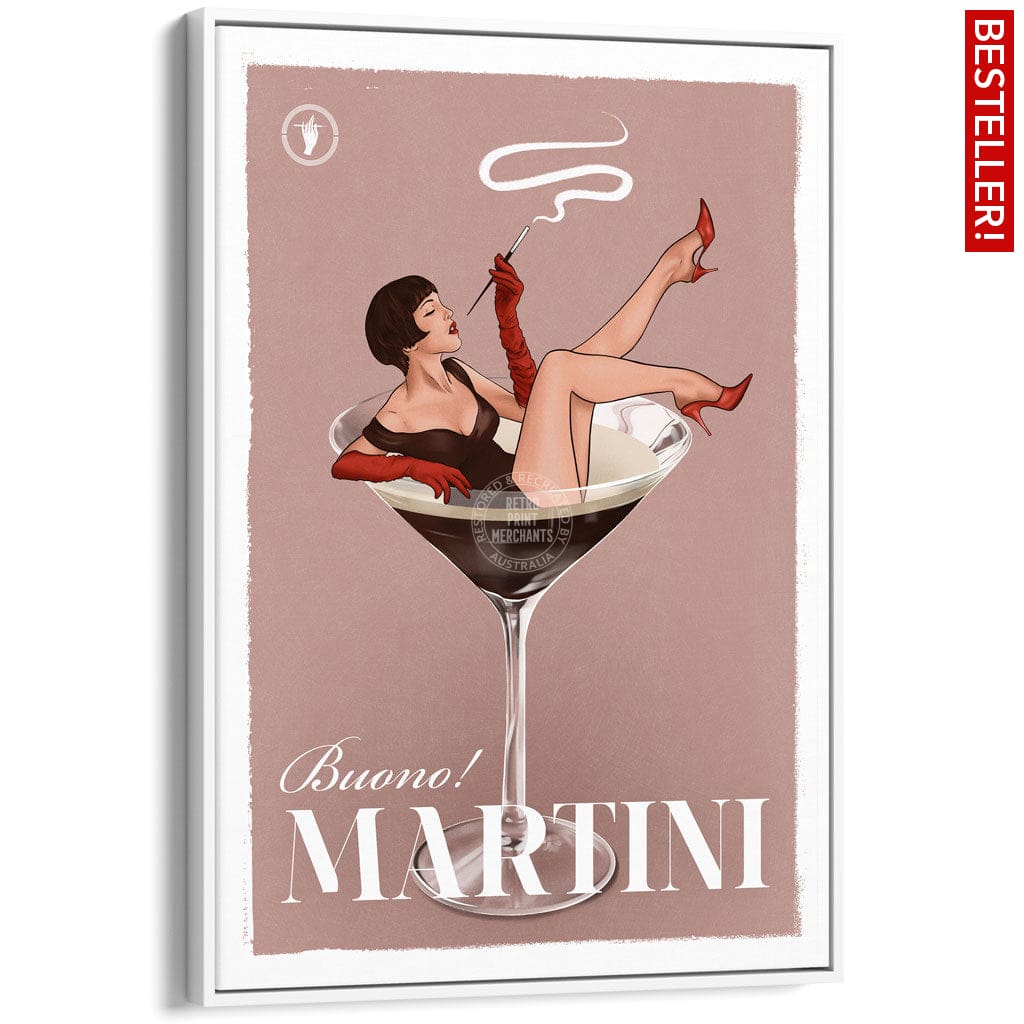 MARTINI | WORLDWIDE A3 | 297 x 420mm | 11.7 x 16.5 inches / Canvas Floating Frame: White Timber Print Art