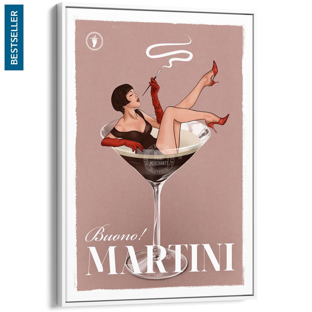 MARTINI | WORLDWIDE A3 | 297 x 420mm | 11.7 x 16.5 inches / Canvas Floating Frame: White Timber Print Art