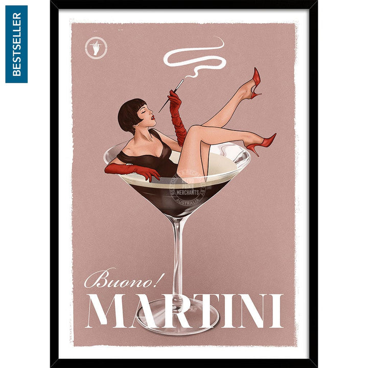 MARTINI | WORLDWIDE A3 | 297 x 420mm | 11.7 x 16.5 inches / Framed Print: Black Timber Print Art