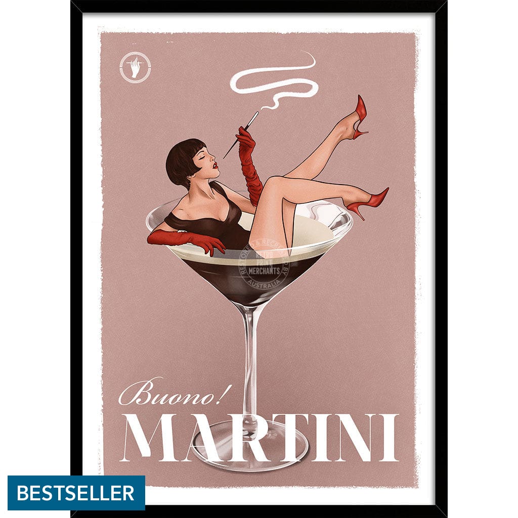 MARTINI | WORLDWIDE A3 | 297 x 420mm | 11.7 x 16.5 inches / Framed Print: Black Timber Print Art