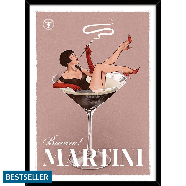 MARTINI | WORLDWIDE A3 | 297 x 420mm | 11.7 x 16.5 inches / Framed Print: Black Timber Print Art