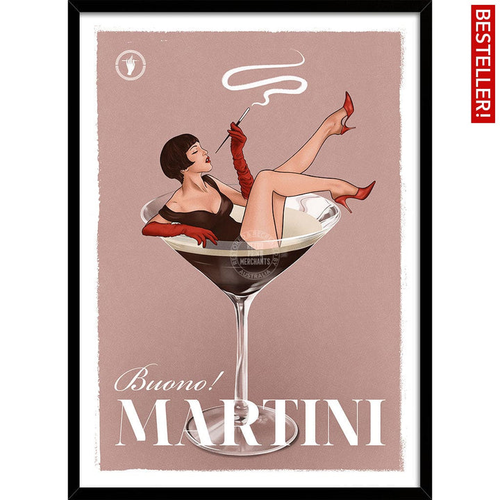 MARTINI | WORLDWIDE A3 | 297 x 420mm | 11.7 x 16.5 inches / Framed Print: Black Timber Print Art