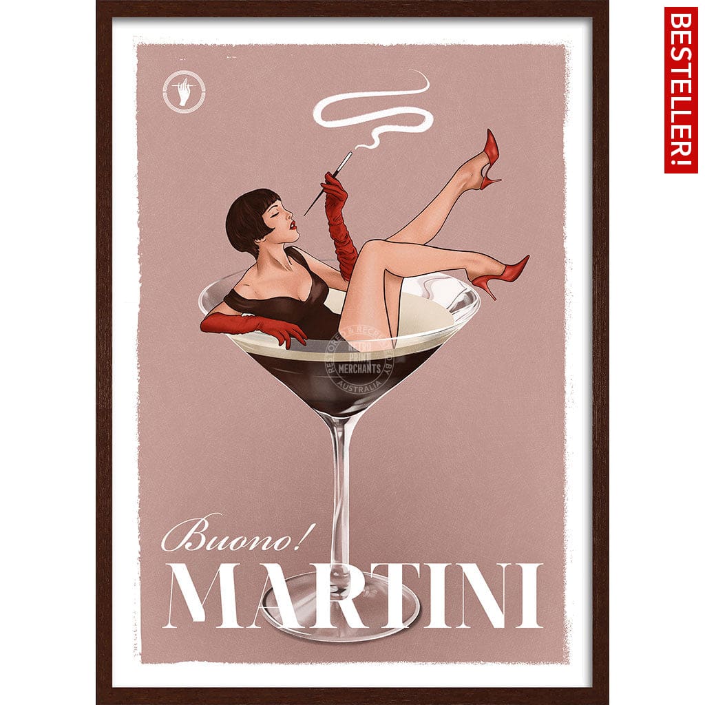 MARTINI | WORLDWIDE A3 | 297 x 420mm | 11.7 x 16.5 inches / Framed Print: Chocolate Oak Timber Print Art