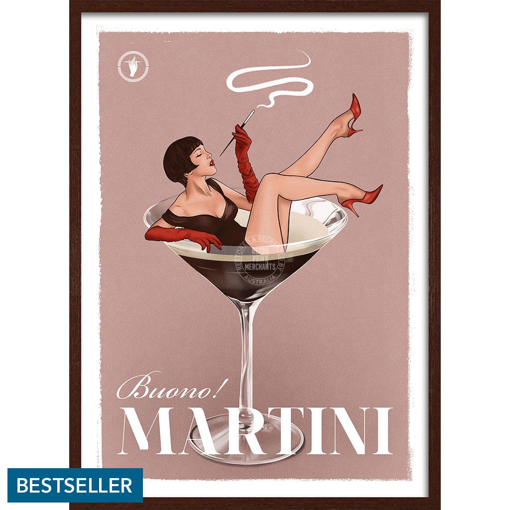 MARTINI | WORLDWIDE A3 | 297 x 420mm | 11.7 x 16.5 inches / Framed Print: Chocolate Oak Timber Print Art