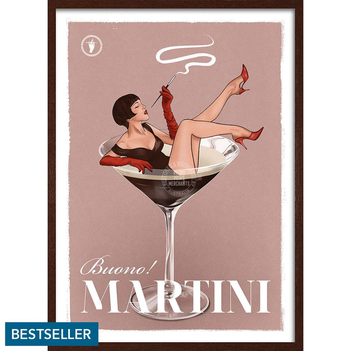 MARTINI | WORLDWIDE A3 | 297 x 420mm | 11.7 x 16.5 inches / Framed Print: Chocolate Oak Timber Print Art