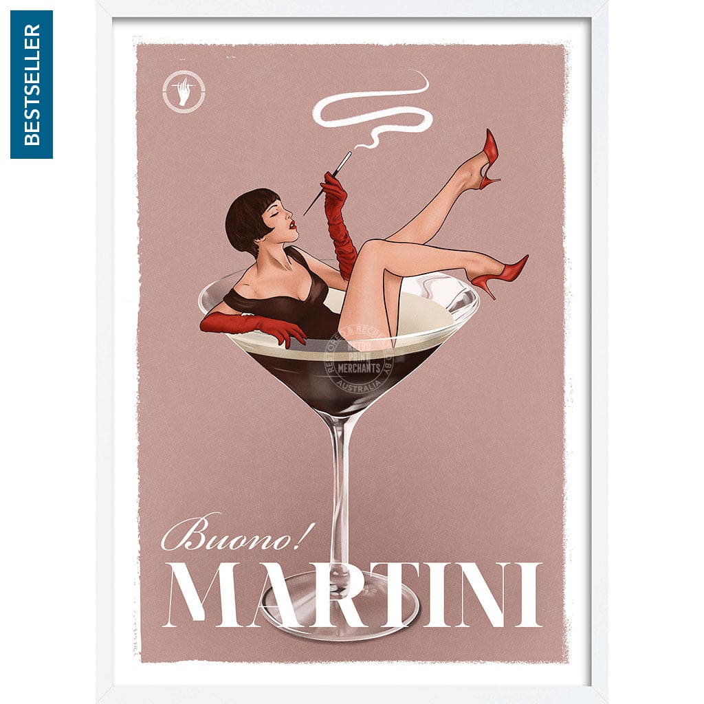 MARTINI | WORLDWIDE A3 | 297 x 420mm | 11.7 x 16.5 inches / Framed Print: White Timber Print Art