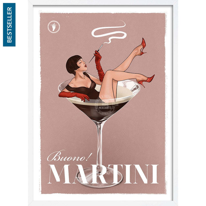 MARTINI | WORLDWIDE A3 | 297 x 420mm | 11.7 x 16.5 inches / Framed Print: White Timber Print Art