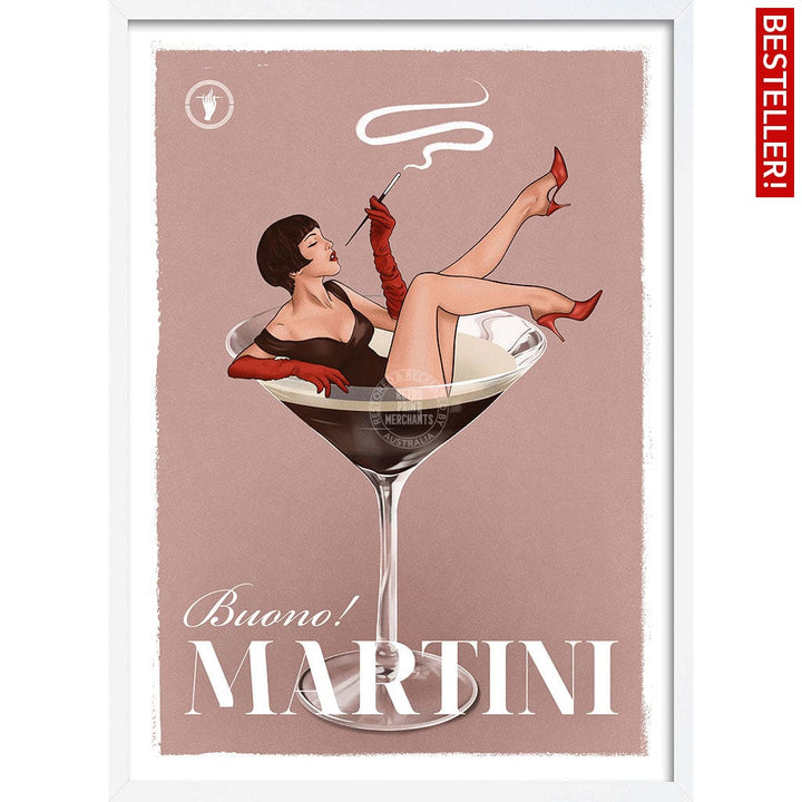 MARTINI | WORLDWIDE A3 | 297 x 420mm | 11.7 x 16.5 inches / Framed Print: White Timber Print Art